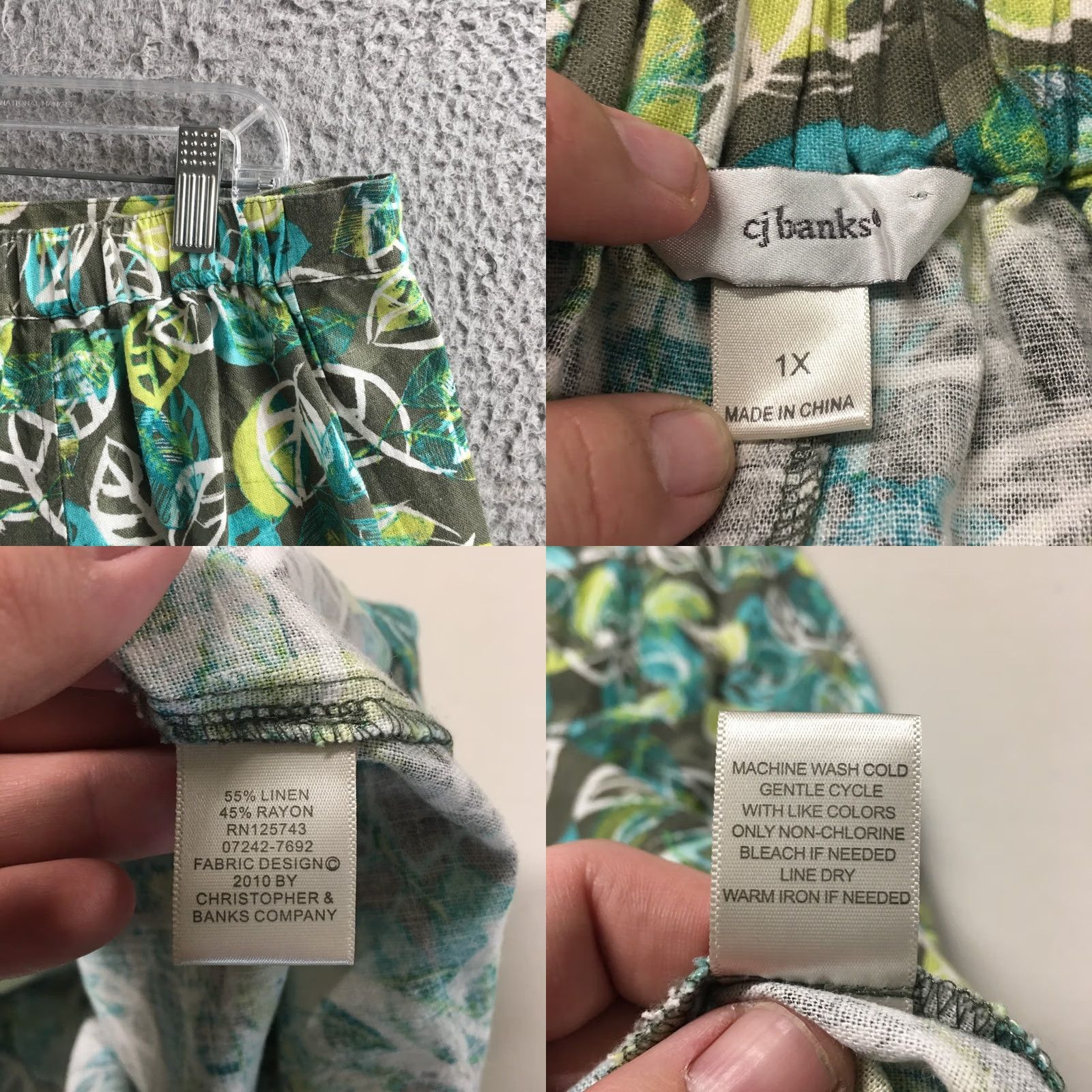 Vintage CJ Banks Maxi A-Line Skirt Womens 1X Plus Linen Blend Leaves Print Summer Casual Skirt Womens 1X Plus CJ Banks Linen Blend Leaves Print Summer Casual Size 40" / US 18 - 9 Thumbnail