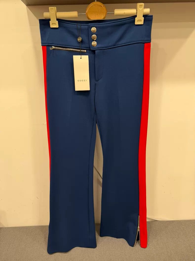 Gucci Gucci Blue and red flared trousers Size 25" / US 0 / IT 36 - 1 Thumbnail