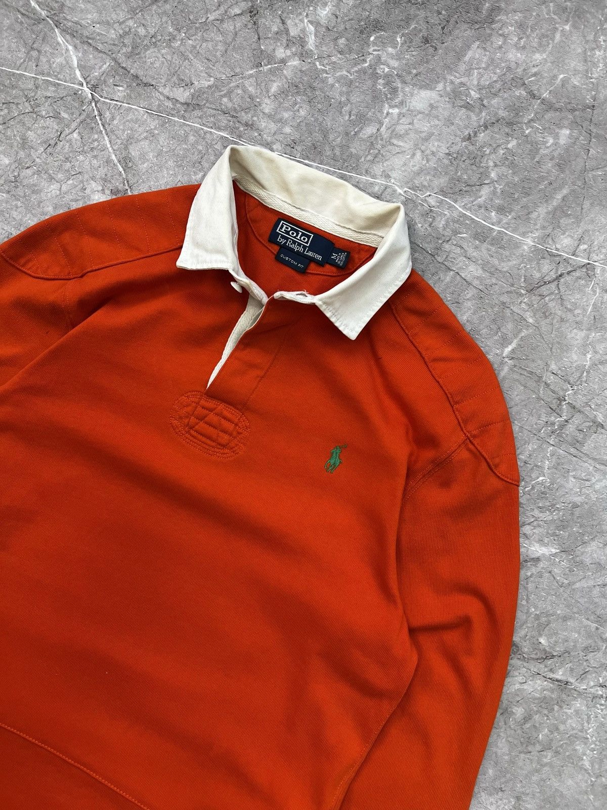 Polo Ralph Lauren × Vintage VINTAGE OLD MONEY POLO RALPH ORANGE RUGBY JERSEY 2000s Size US M / EU 48-50 / 2 - 2 Thumbnail