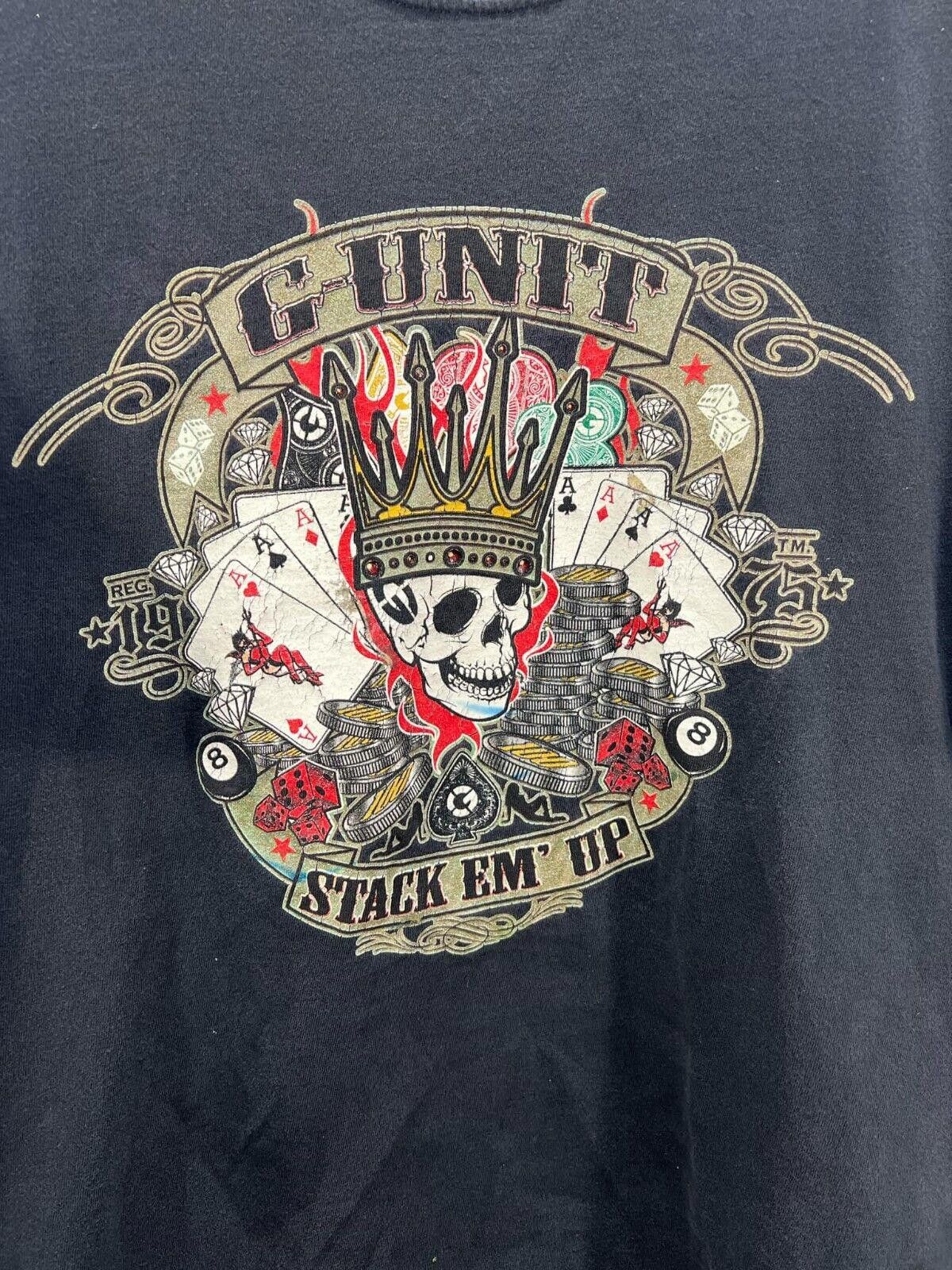 Designer Vintage GUNT T-Shirt - Skull & Cards Graphic Tee Size US XL / EU 56 / 4 - 2 Thumbnail