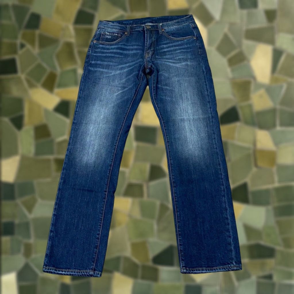 Vintage MICHAEL STRAHAN Jeans Mens Blue 32x32 Straight Fit Stretch Denim 5-Pocket Medium Wash Size US 33 - 1 Thumbnail