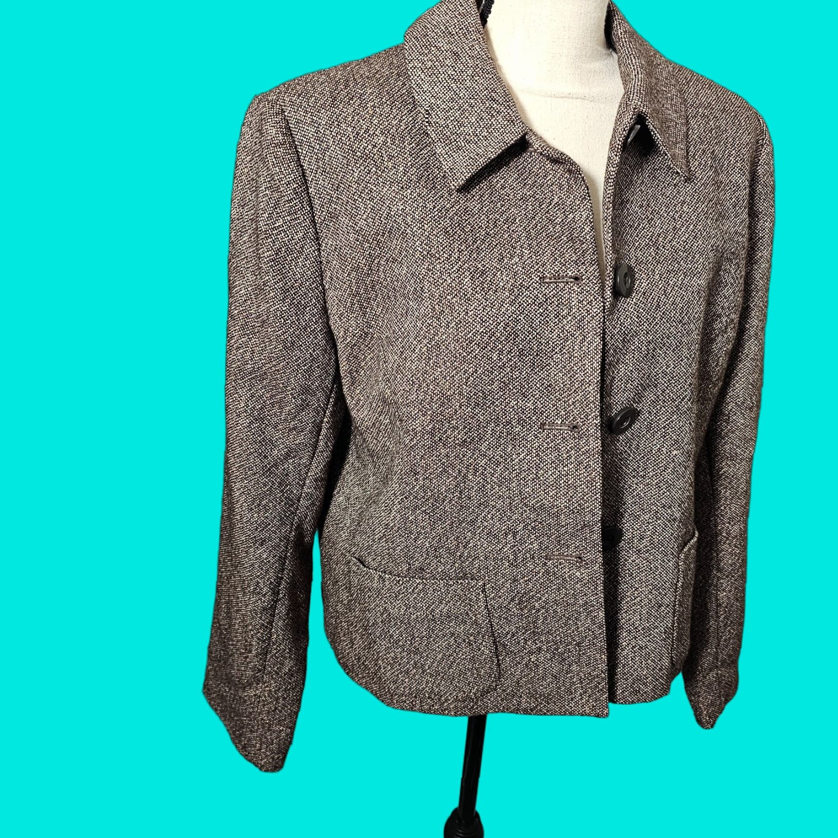 Vintage VINTAGE Chadwick's Blazer Womens 16 Brown Jacket Button Pockets Lined Wool Blend Tweed Short Tailored Classic Urban Collegiate 80s 90s Mens Womens? Size XXL / US 16-18 / IT 52-54 - 1 Thumbnail