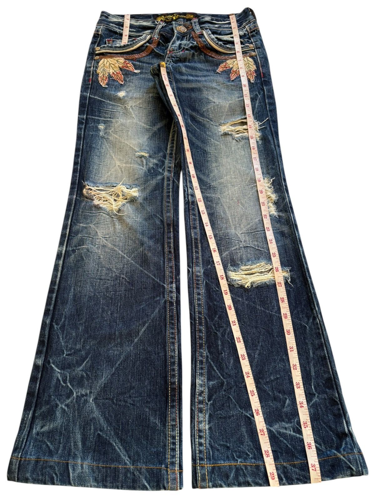 Japanese Brand Vintage Red Pepper Double Wings Embellished Flare Jeans Size US 28 / EU 44 - 18 Thumbnail