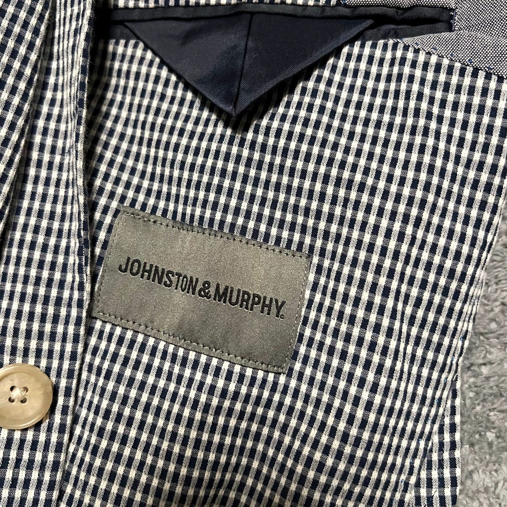Johnston & Murphy Johnston Murphy Blazer Mens XXL Blue Seersucker Sports Coat Jacket Check (Regular) Men Size 48R - 6 Thumbnail