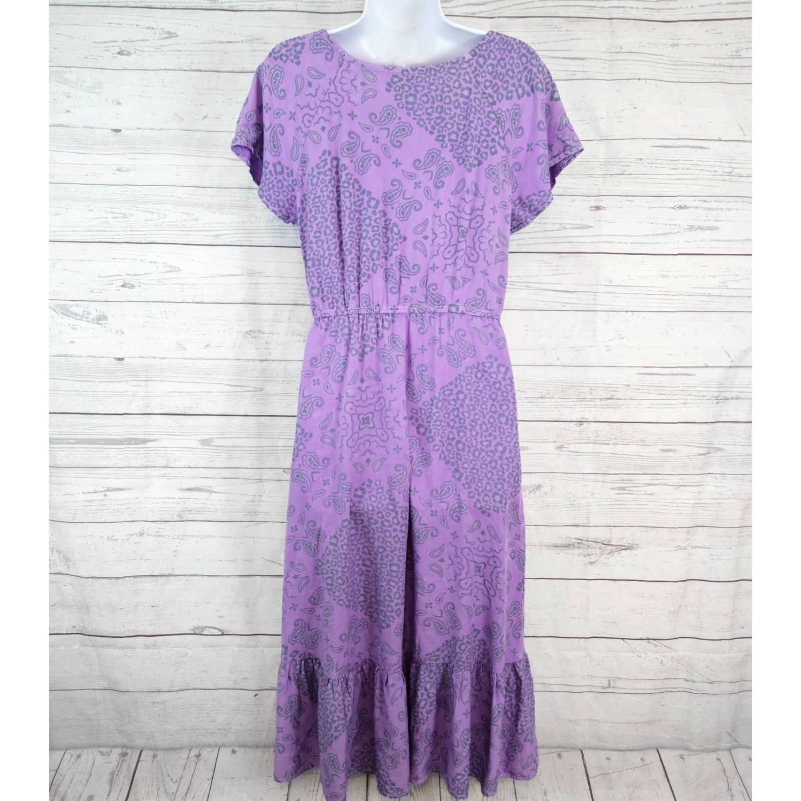 Wrangler VINTAGE Wrangler Retro Womens Hi-Low Wrap Dress Sz Medium Purple Animal Print Paisley Size M / US 6-8 / IT 42-44 - 3 Thumbnail