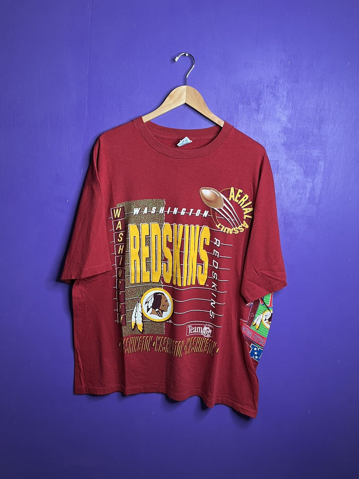 NFL × Salem Sportswear × Vintage Vintage 90s Washington Redskins Aerial assault AOP t-shirt Size US XXL / EU 58 / 5 - 1 Thumbnail