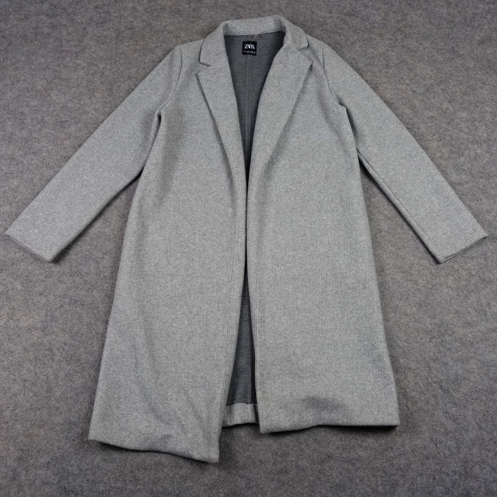 Zara VINTAGE: Zara Coat Women S Gray Wool Longline Open Front Collared Overcoat Trench S Size S / US 4 / IT 40 - 2 Thumbnail