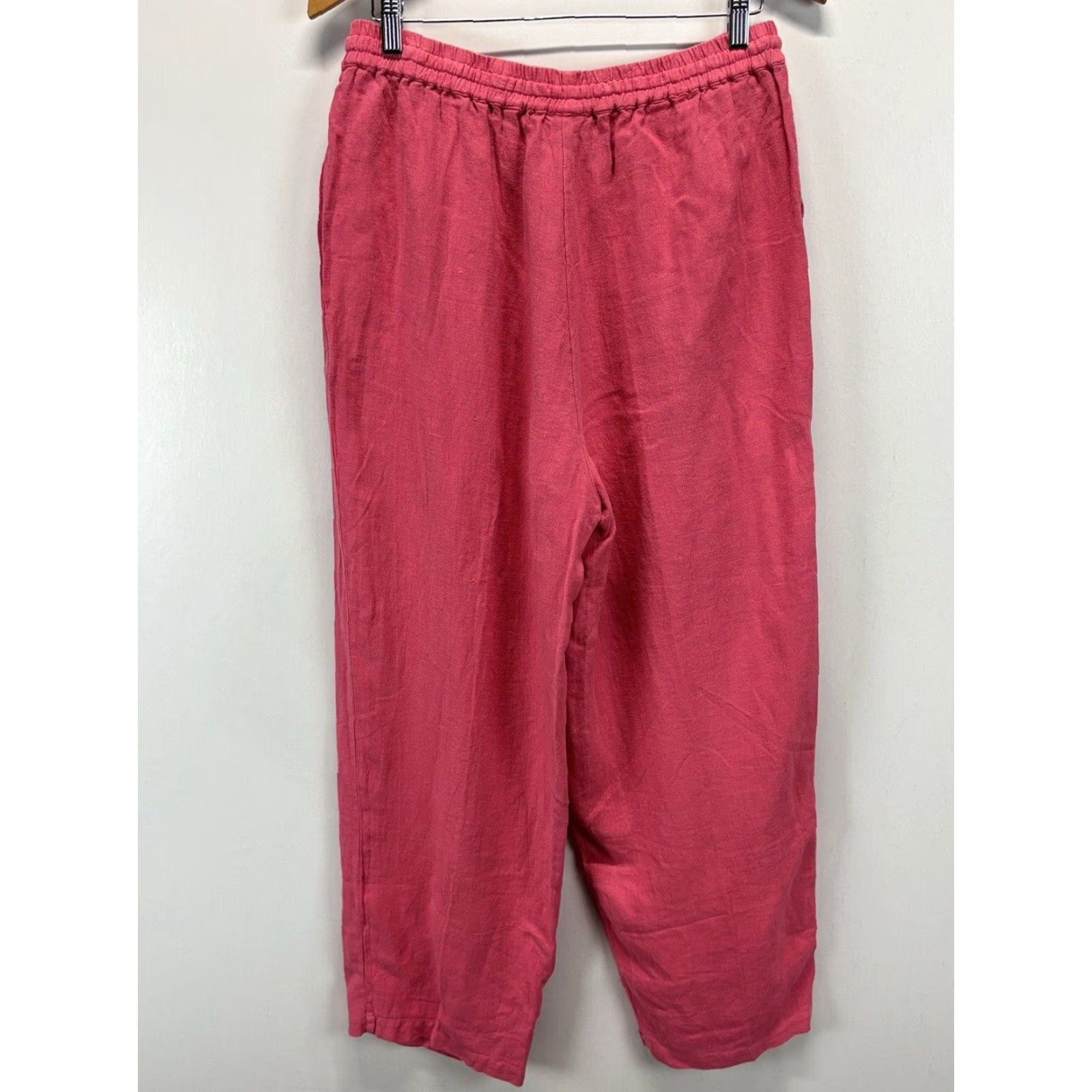 Vintage Kiko Woman Linen Pants 1X Pink Pull On Drawstring Beach Comfort Size 40" / US 18 - 3 Thumbnail