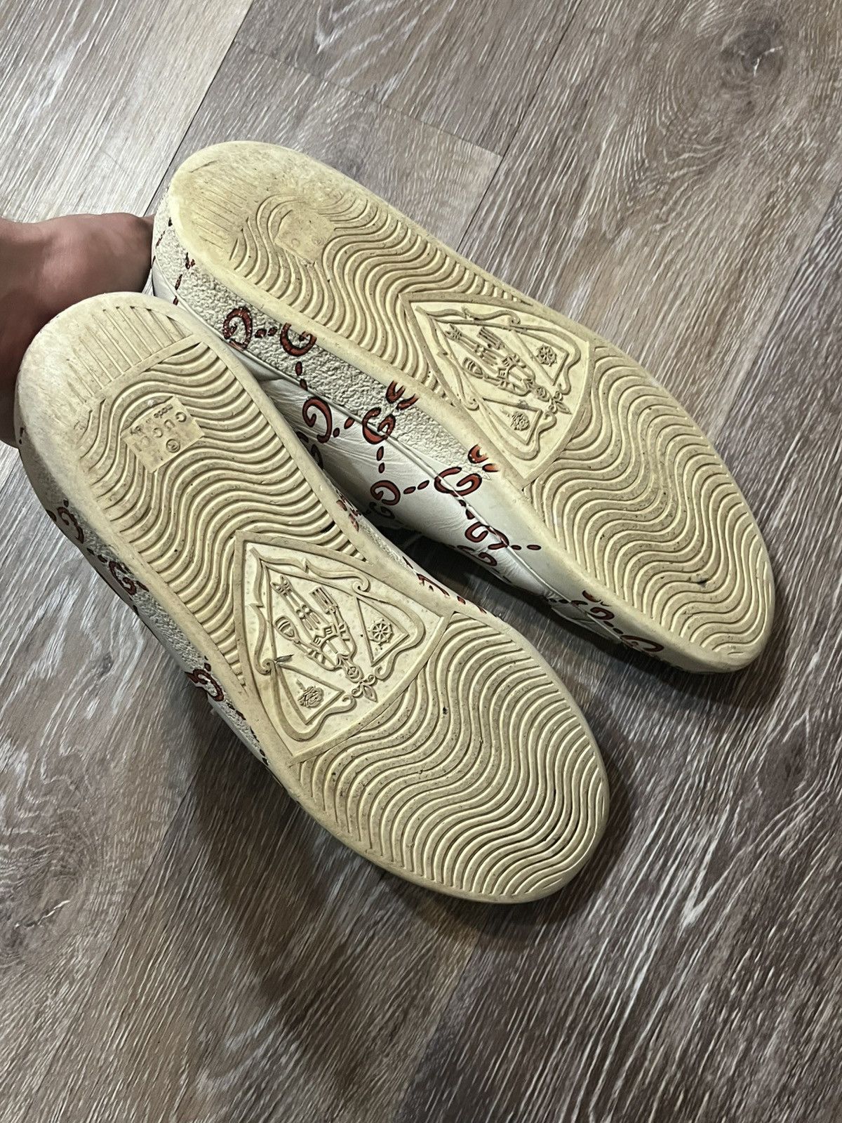 Gucci Gucci Ace White/RedMonogram Sneakers Red/Green Heel Size US 12 / EU 45 - 8 Thumbnail