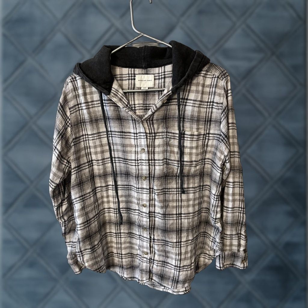 American Eagle Outfitters American Eagle Outfitters Sweatshirt Women's Hooded Pullover Long Sleeve Check Plaid Multicolor Small Size S Casual Shirt? Size S / US 4 / IT 40 - 1 Thumbnail