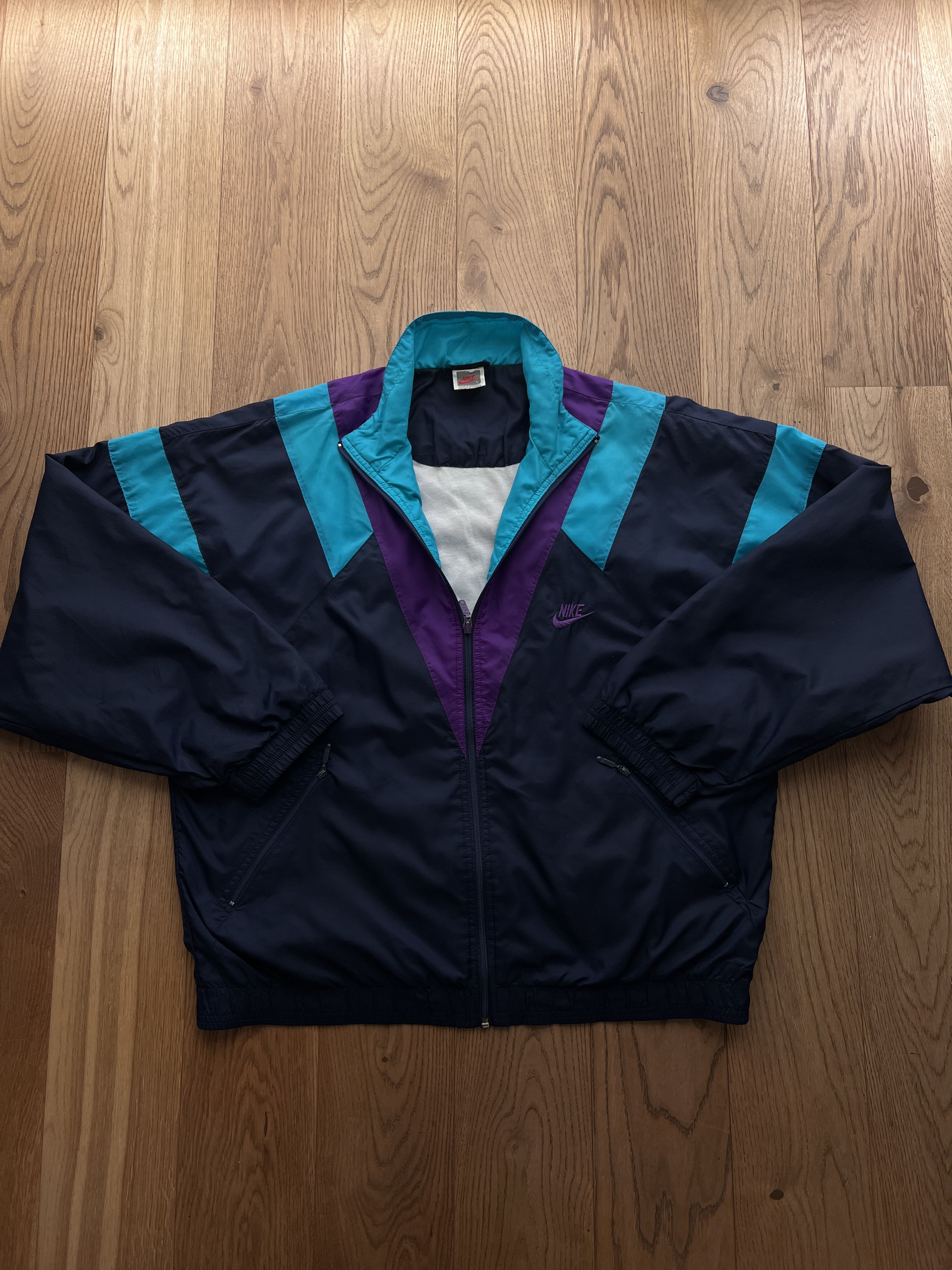 Nike Nike vintage 1990s nylon multicolour track top retro jacket Size US L / EU 52-54 / 3 - 7 Thumbnail