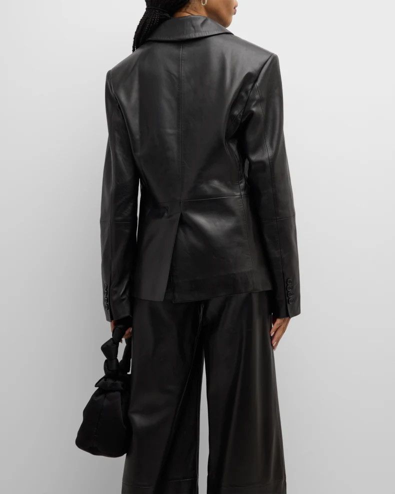 Loulou de Saison o1s22i1n1024 Aldo Leather Blazer in Black Size S / US 4 / IT 40 - 4 Thumbnail