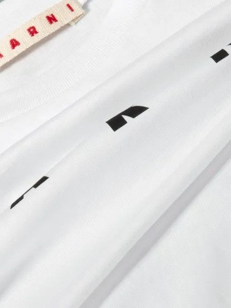 Marni o1f1d3z0725 Logo T-Shirt in White Size L / US 10 / IT 46 - 2 Thumbnail