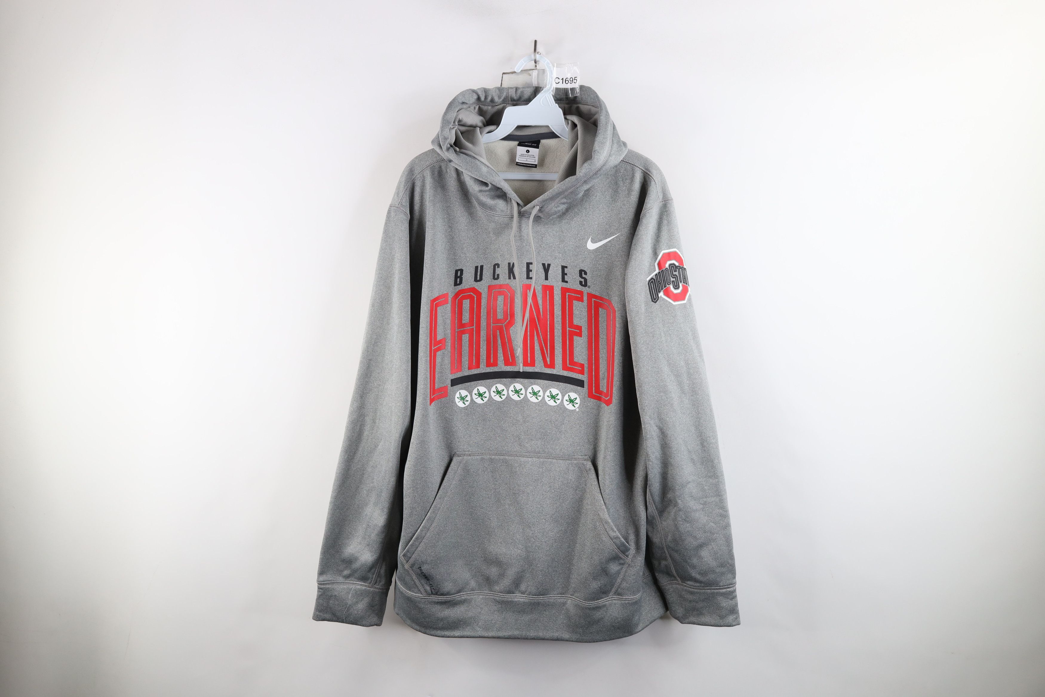 Nike × Vintage Nike Therma Fit Ohio State University Football Hoodie Gray Size US L / EU 52-54 / 3 - 1 Thumbnail