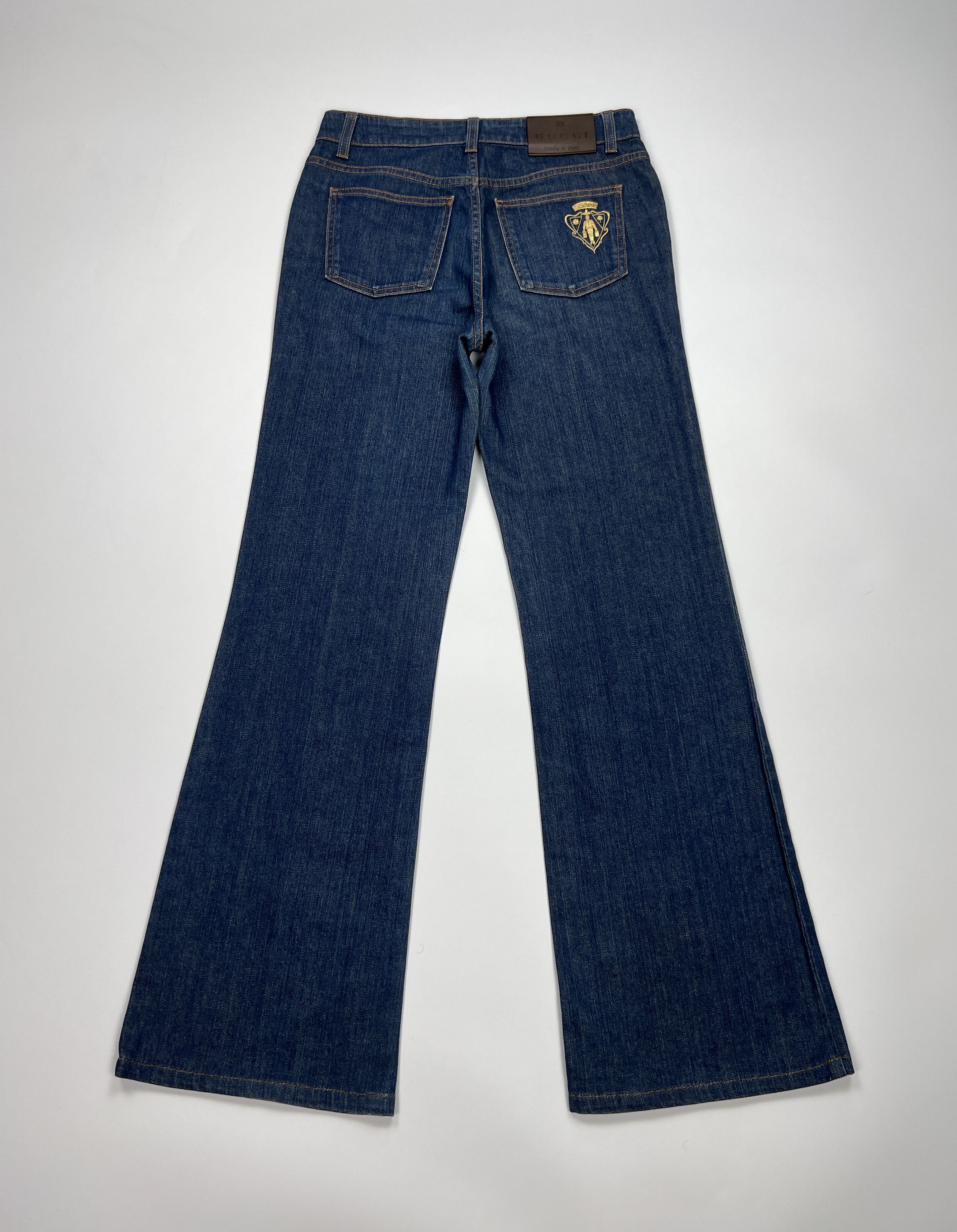 Gucci × Vintage 2009 Gucci Blue Embroidered Flared Bootcut Denim Pants Size 27" / US 4 / IT 40 - 3 Thumbnail