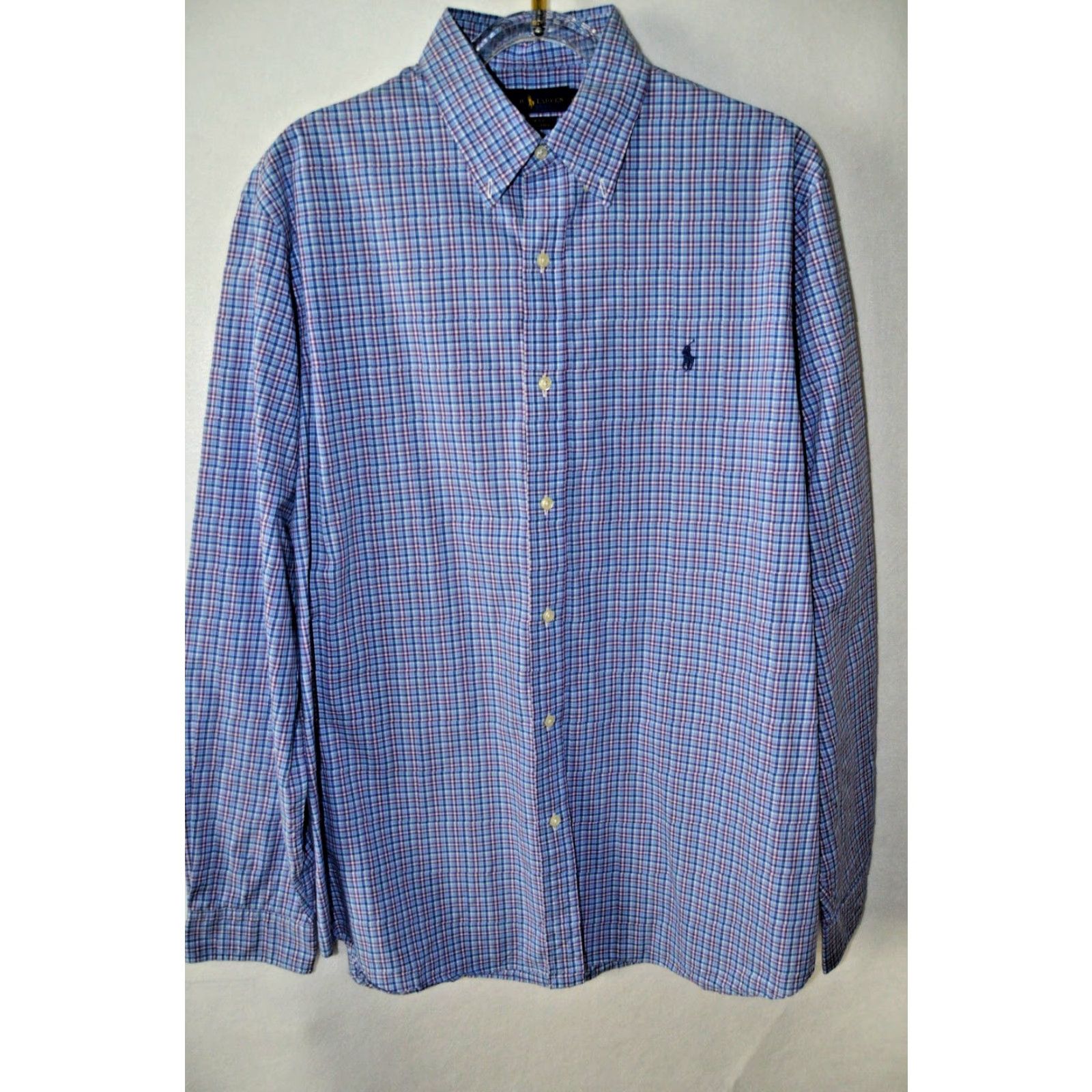 Polo Ralph Lauren Polo Ralph Lauren Shirt Men L/S Classic Fit Stretch Cotton XXL Blue Plaid Button-Up Size US XXL / EU 58 / 5 - 2 Thumbnail
