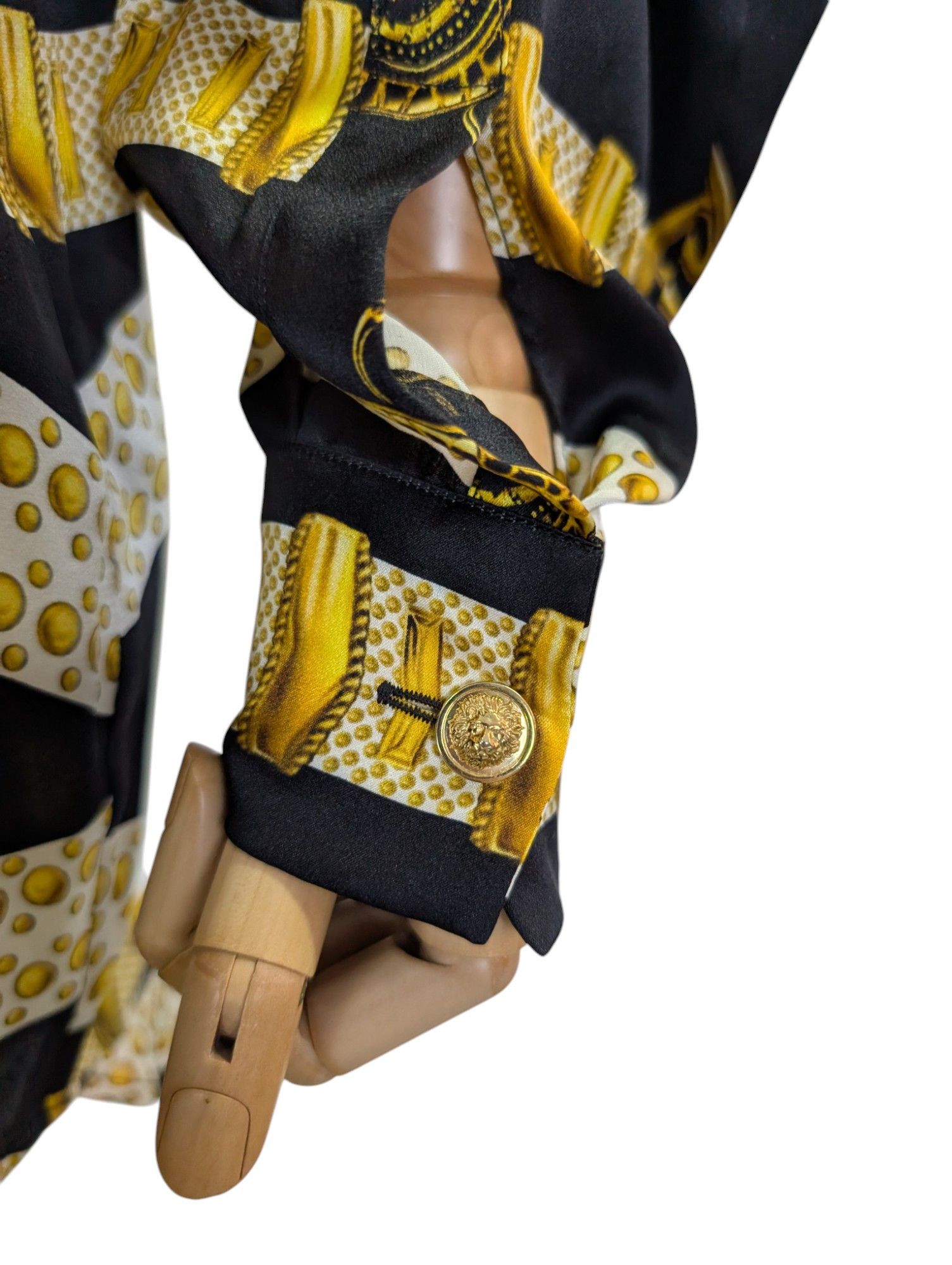 Versus Versace Black Signature Overall Print Silk Shirt Size S / US 4 / IT 40 - 5 Thumbnail