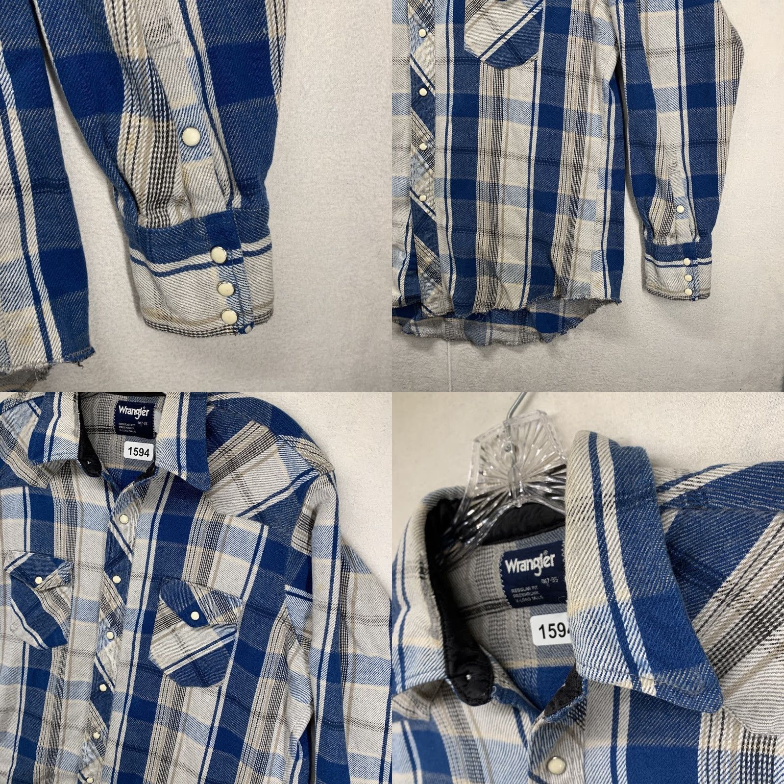 Wrangler VINTAGE Wrangler Button-Up Plaid Flannel XL Blue Long Sleeve Casual Workwear Shirt 80s 90s Western Grunge Cowboys Mens Size US XL / EU 56 / 4 - 9 Thumbnail