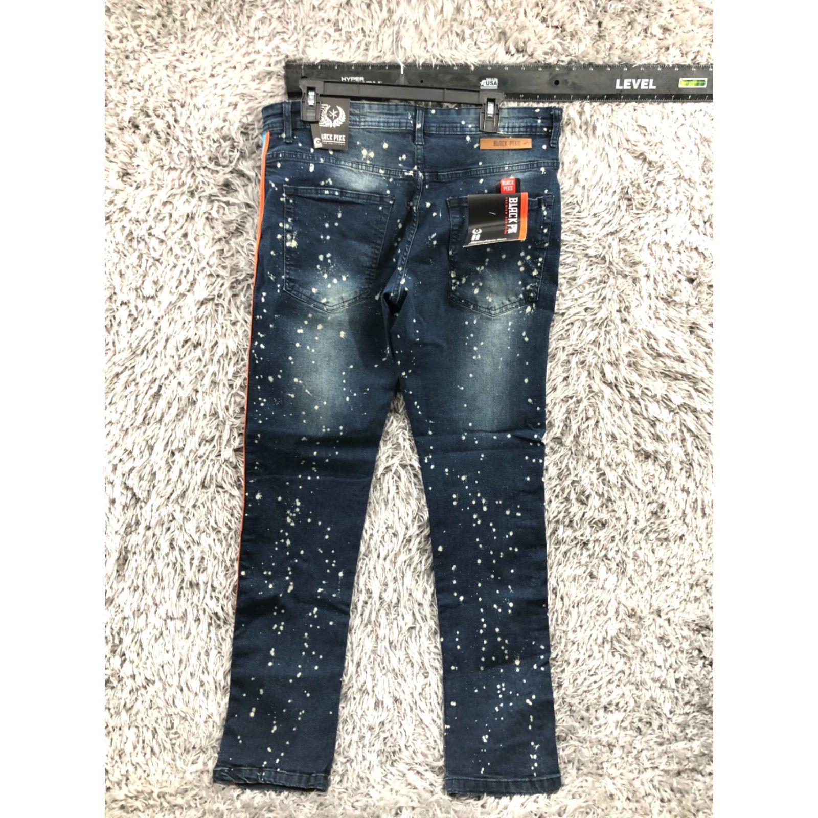 Vintage Black Pike Jeans Slim Tapered 34x32 Mens Blue Denim 5-Pocket Style Slim Regular Size US 34 / EU 50 - 3 Thumbnail
