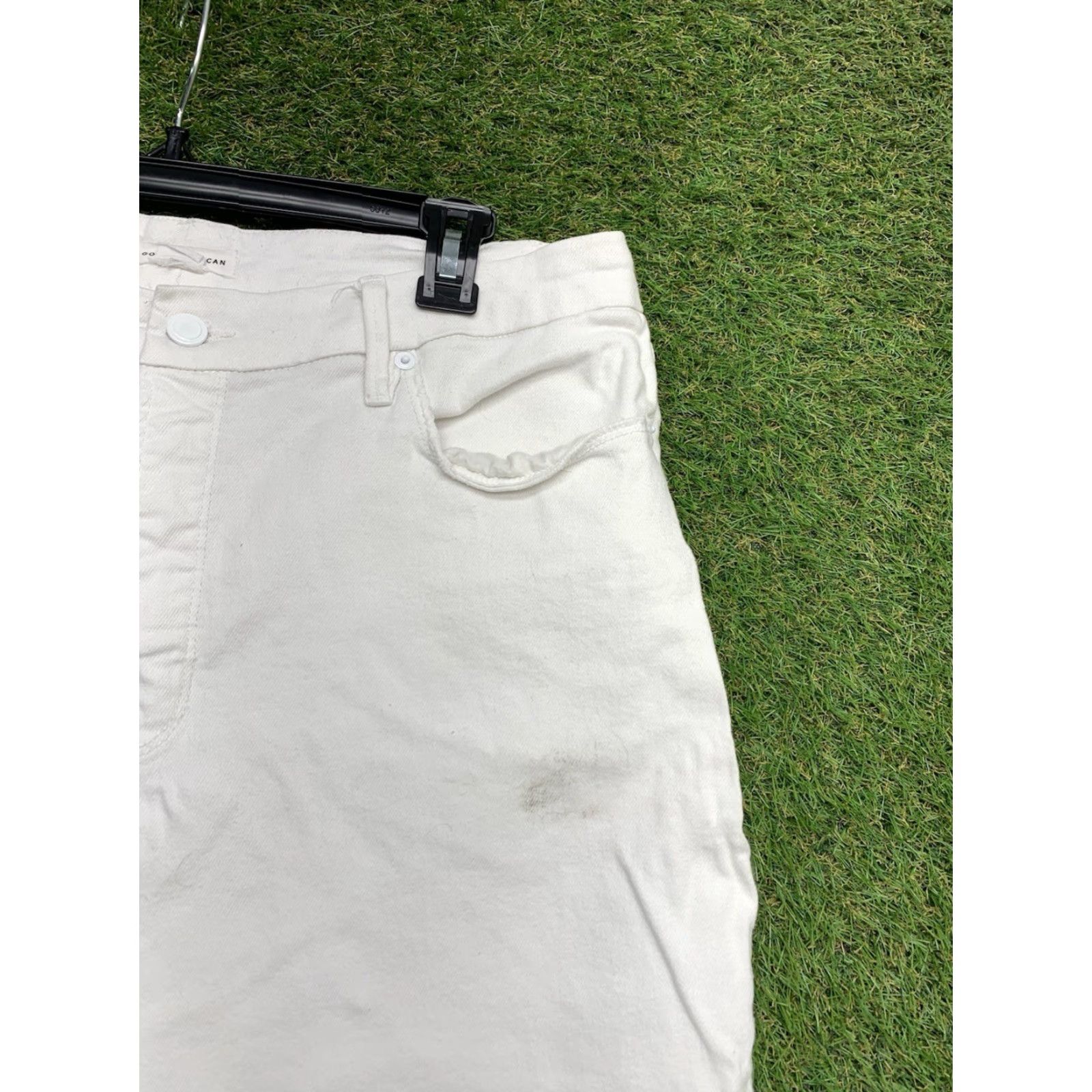 Good American GOOD AMERICAN Jeans Womens 15 Palazzo Wide Leg Crop 33W 26in White Distressed Solid Beach Bohemian Womens Size 36" / US 14 / IT 50 - 2 Thumbnail