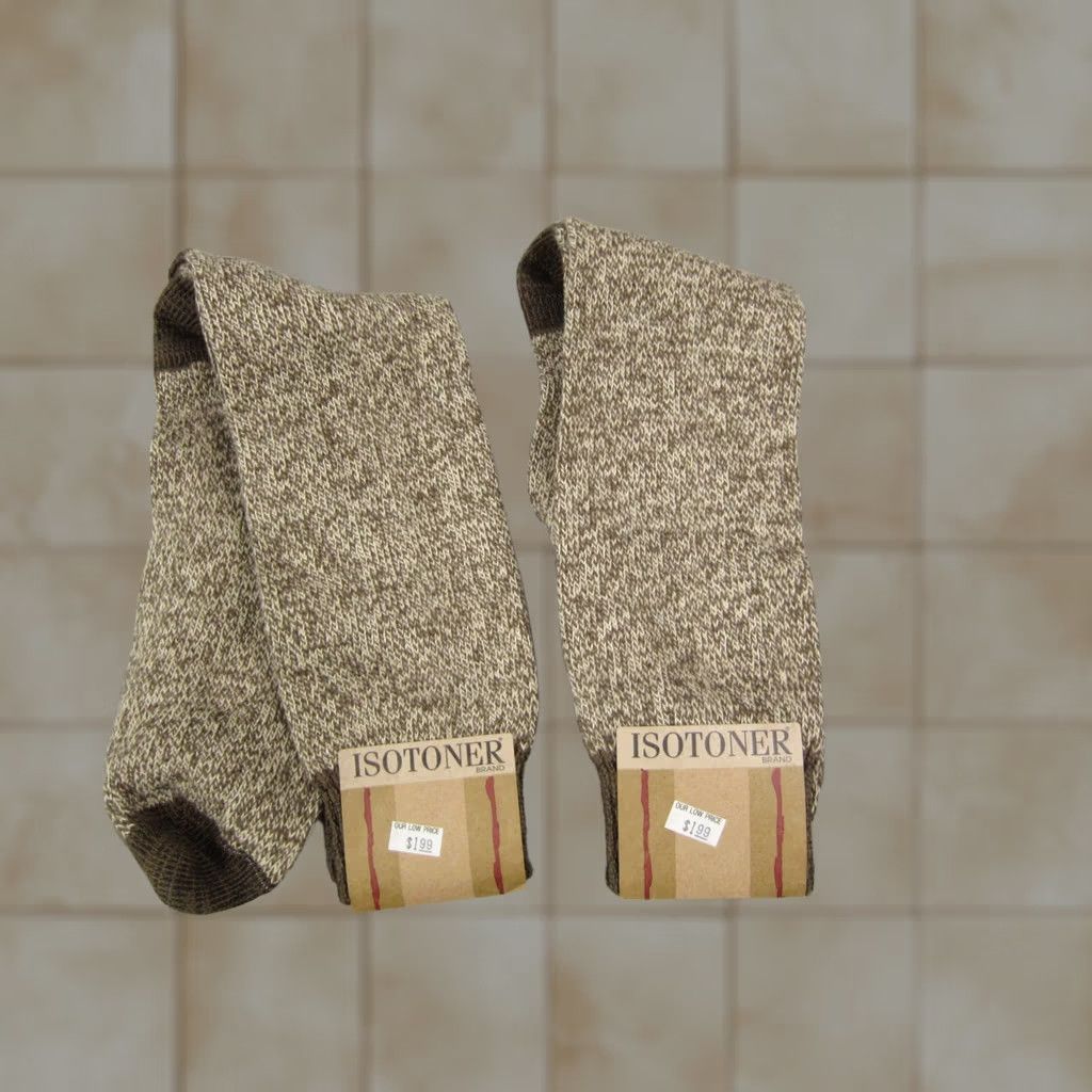 Vintage Isotoner Socks Lot of 5 Mens Size 10-13 Beige Slightly Imperfect Made in USA Outdoor USA Thermal Hiking Walking Size ONE SIZE - 1 Thumbnail