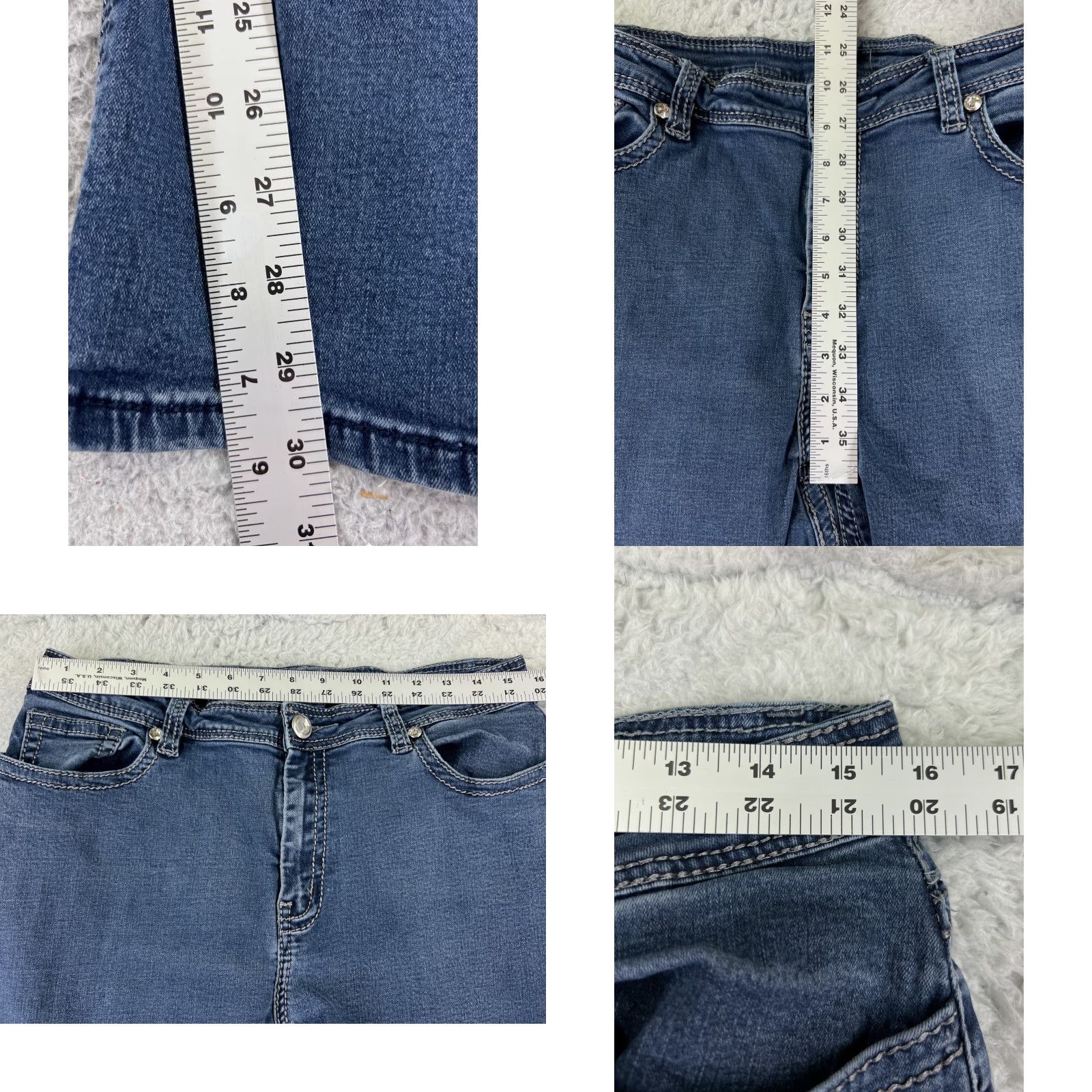 Dillard's Dillards Jeans Womens Denim Straight Leg Blue 25x30 5-Pocket Embroidered Zip Medium Wash Cotton Polyester Men? Size 42" / US 20 - 8 Thumbnail