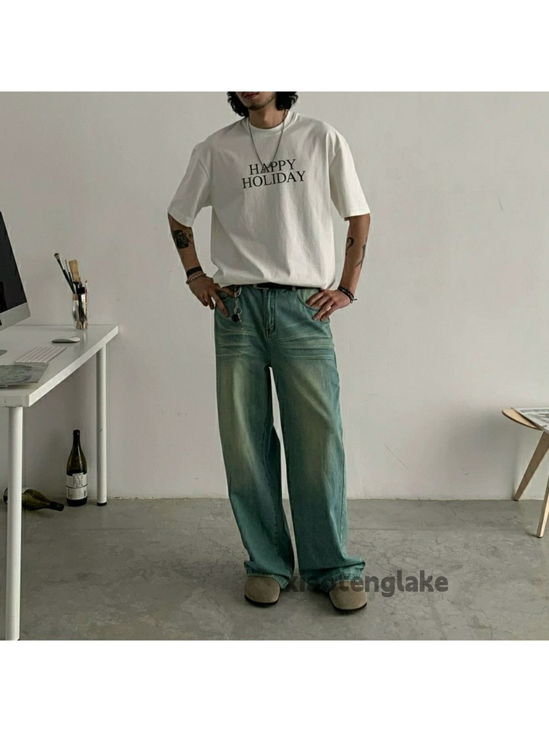 Jean × Vintage washed faded cleanfit yuppie loose baggy jeans Size US 32 / EU 48 - 1 Thumbnail