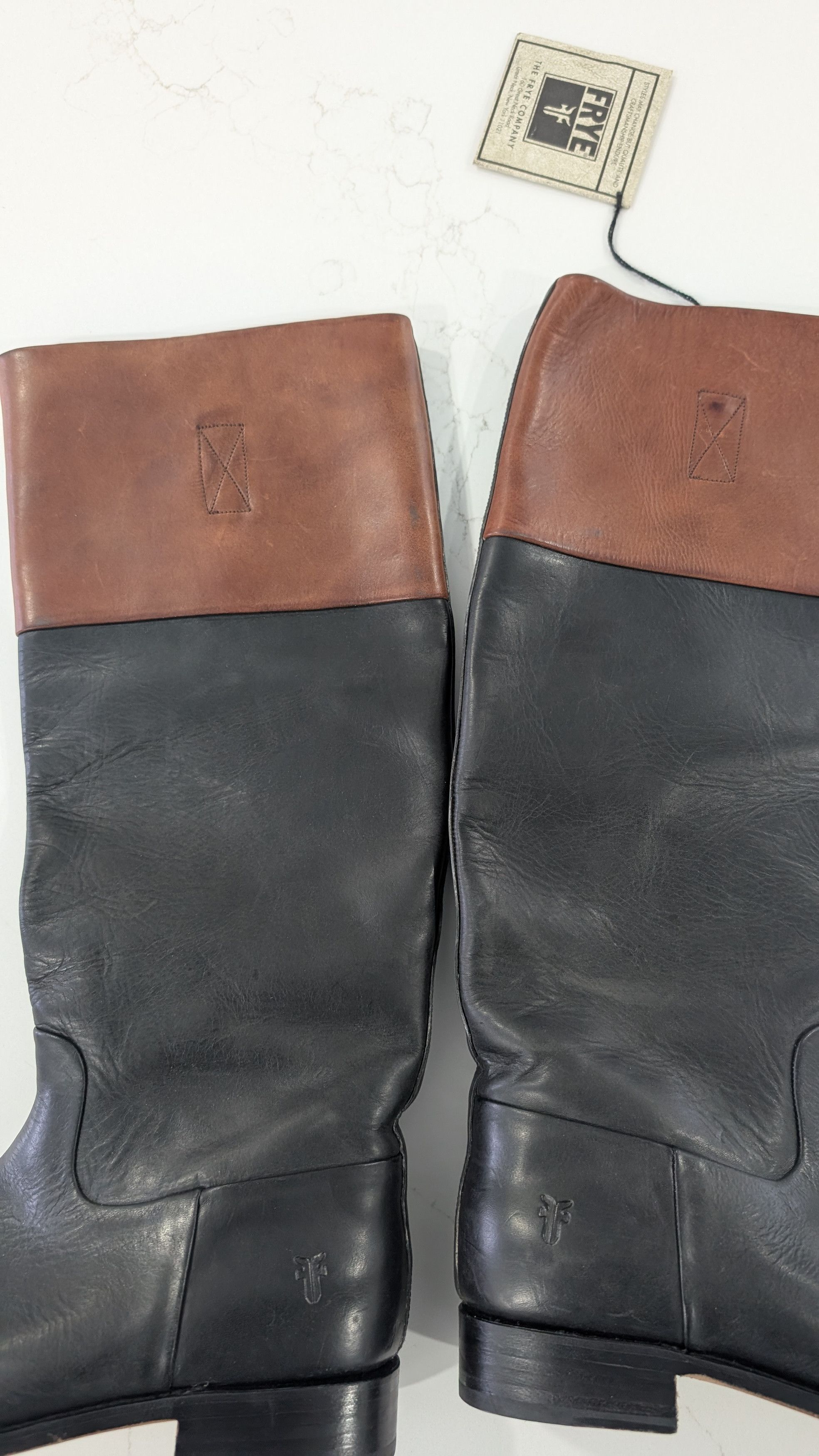 Frye Frye Melissa Belted Riding Boots Two-Tone Brown Leather Size US 10 / IT 40 - 5 Thumbnail