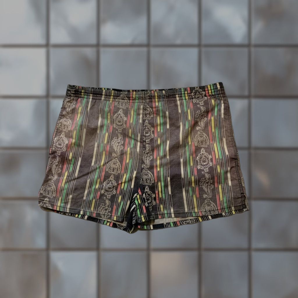 Vintage VINTAGE 80s 90s Cheetah By Mervyns Southwestern Swim Trunk 3” Inseam Shorts Sz.L Mens Size US 33 - 1 Thumbnail