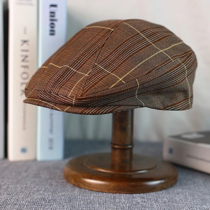 Japanese Brand × Vintage Man Brown Plaid Newsboy Hat Size ONE SIZE - 2 Thumbnail