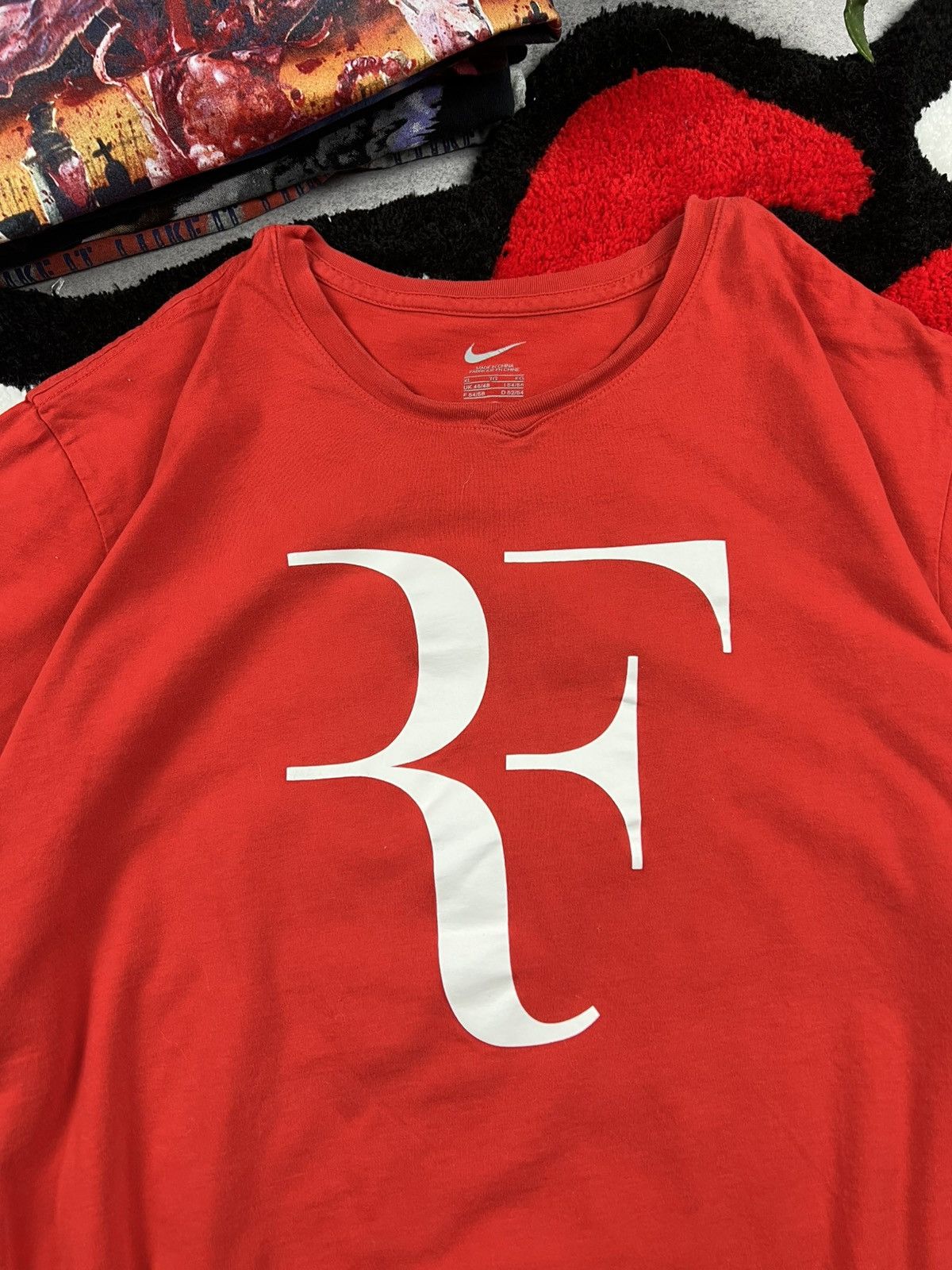 Vintage Vintage Nike RF Roger Foderer Oversized Red Y2K Tee Shirt Size US XL / EU 56 / 4 - 4 Thumbnail