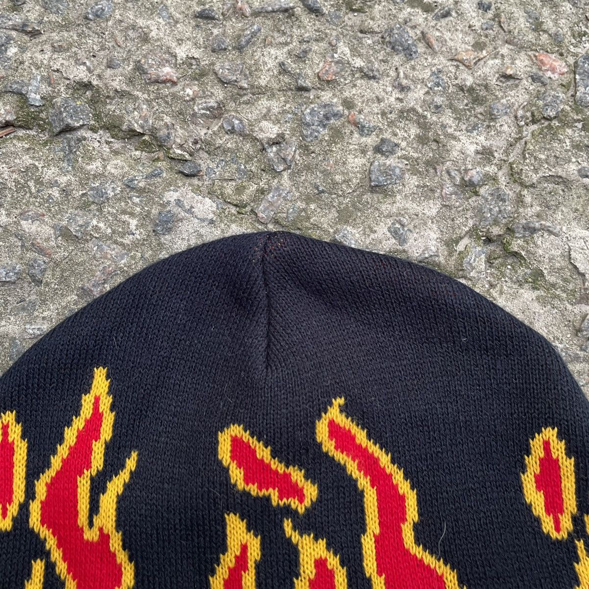 Vintage Vintage Hat With Fire Flame Beanie Y2K 90s Rare Hype Size ONE SIZE - 3 Thumbnail
