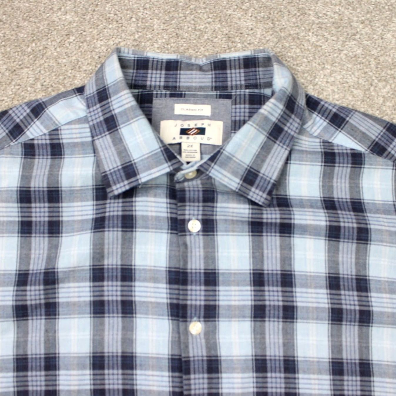 Joseph Abboud Joseph Abboud Shirt Mens 2XL Blue Plaid Wool Cotton L/S Classic Fit Button-Up Dress Shirt Size US XXL / EU 58 / 5 - 4 Thumbnail