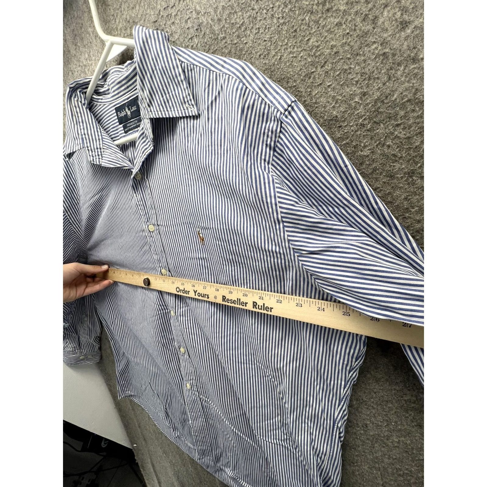 Ralph Lauren Ralph Lauren Yarmouth Shirt Mens 16.5 34/35 Blue Stripe Oxford Cotton Logo Dress Shirt Black Label? Size US XL / EU 56 / 4 - 3 Thumbnail