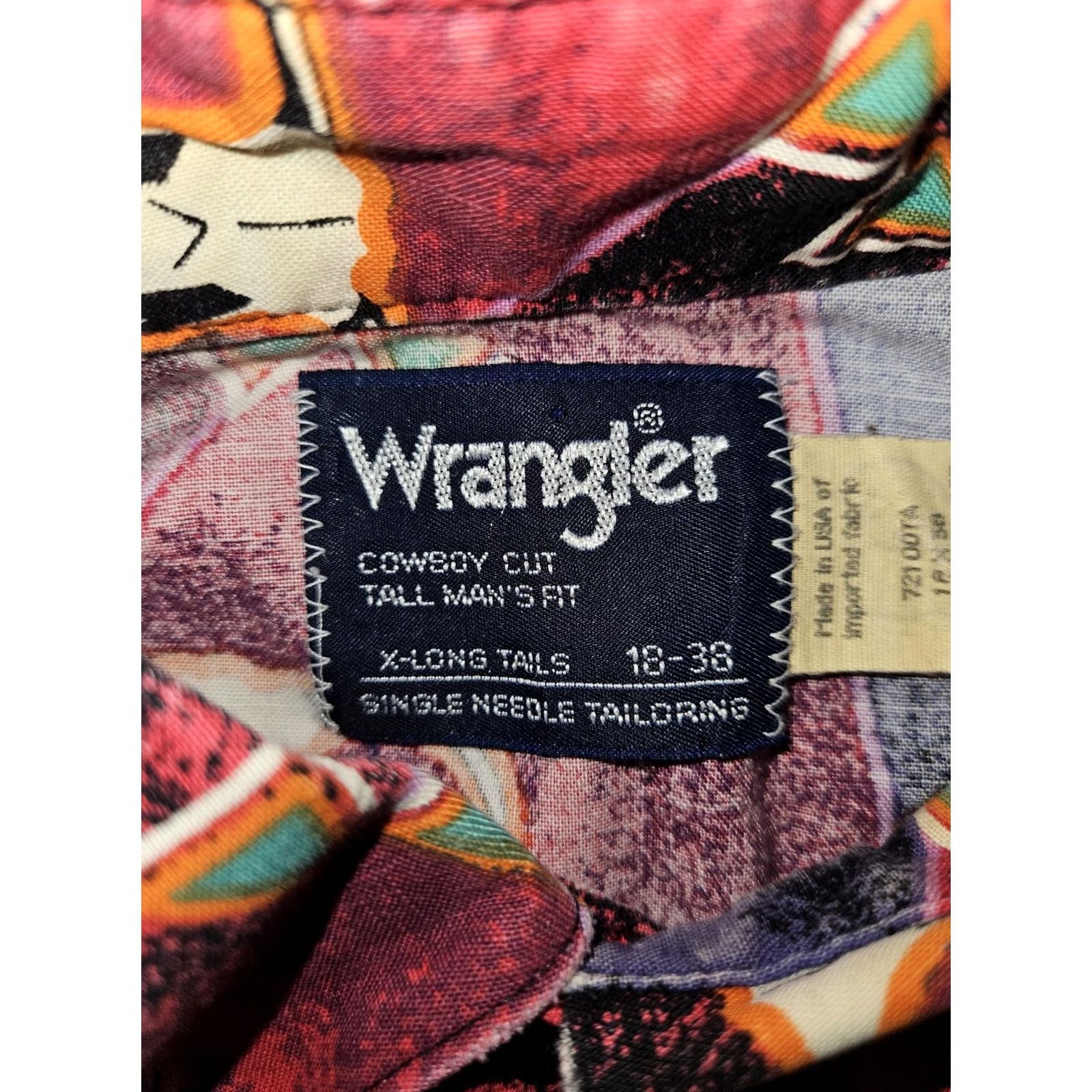 Wrangler VINTAGE Wrangler Shirt Mens XL Tall Red Purple Southwest Cowboy Western 90s Size US XL / EU 56 / 4 - 2 Thumbnail