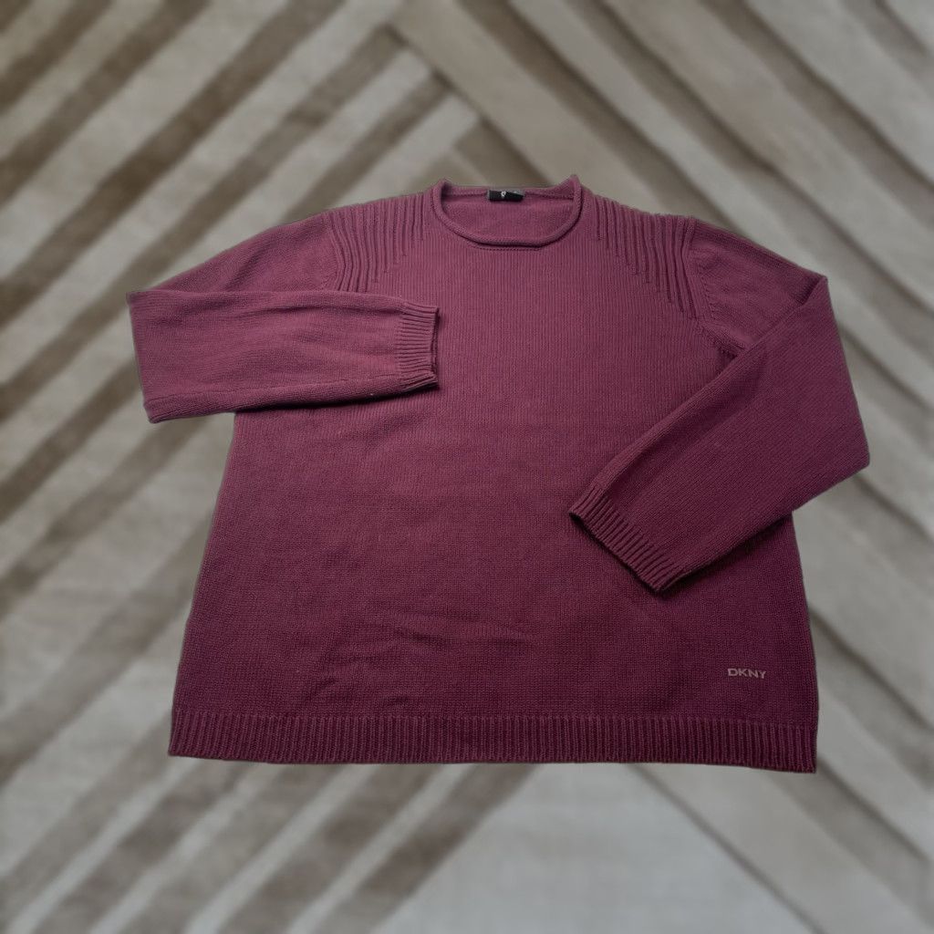 DKNY VINTAGE DKNY Sweater Mens XL Roll Neck Pullover Chunky Knit Y2K Maroon Logo Crew Neck Knit Pullover Casual Mens XL DKNY Sweater Size US XL / EU 56 / 4 - 1 Thumbnail