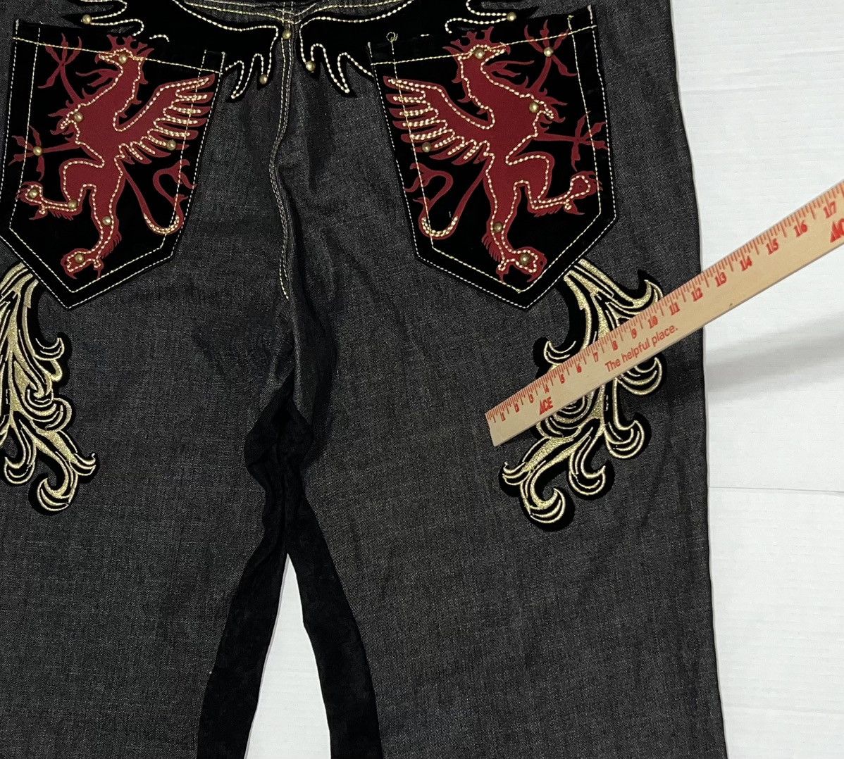 Clench Vintage Clench Jeans Dragon Embroidery 42x32 Baggy Y2k 90s Size US 42 / EU 58 - 13 Thumbnail