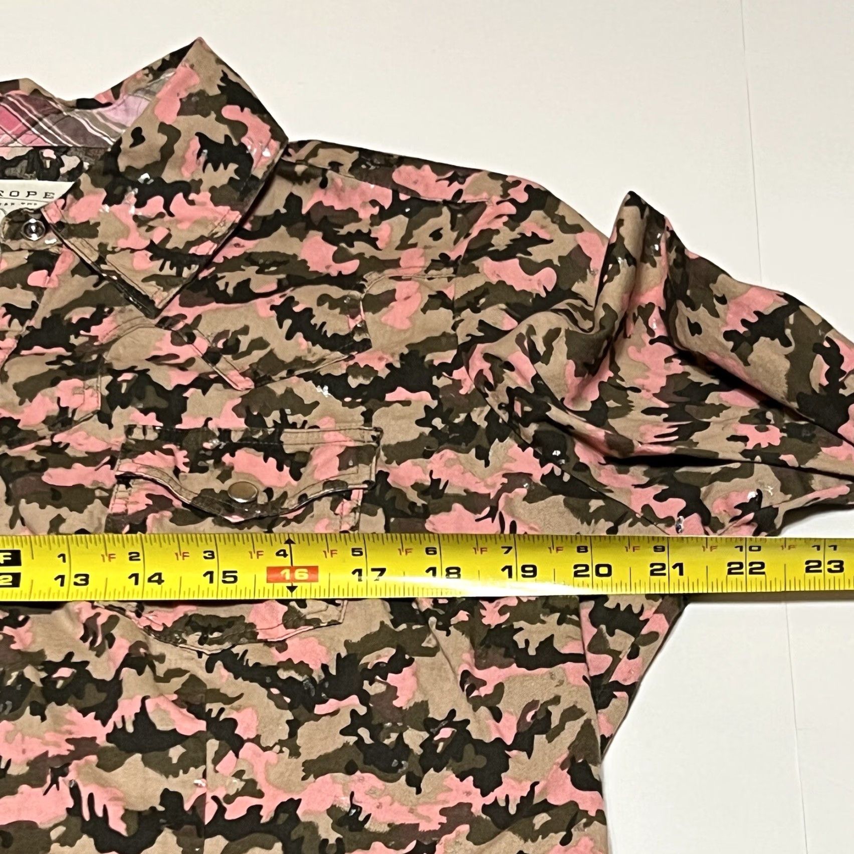 Roper Roper Long Sleeve Pearl Snap Western Shirt Juniors XL Pink Camo Silver Womens Blouse Gloss Pearl Snap Western 100% Cotton Size XL / US 12-14 / IT 48-50 - 6 Thumbnail