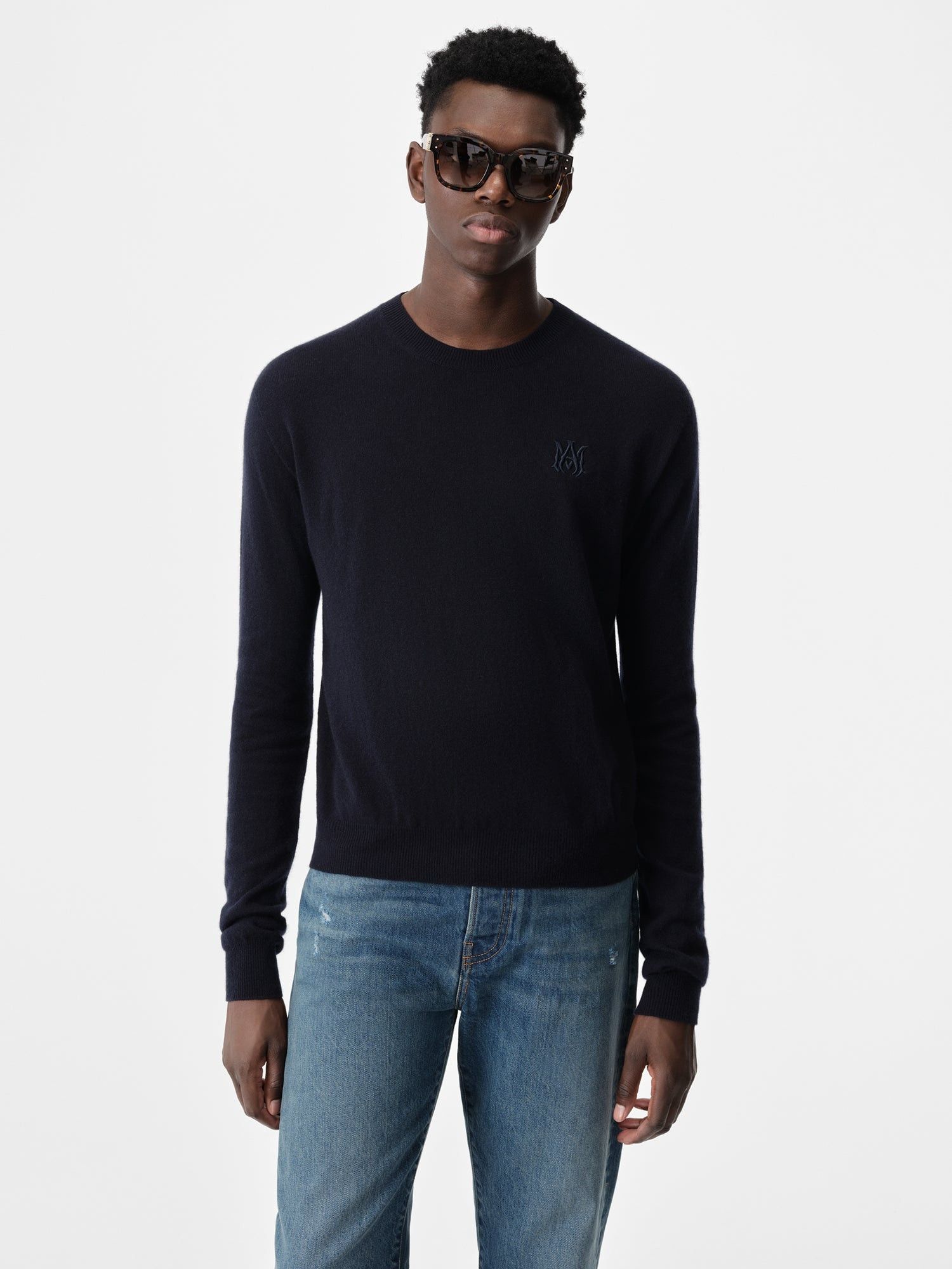 Amiri o1s1wg110925 MA Crewneck Sweater in Navy Size US XL / EU 56 / 4 - 3 Thumbnail