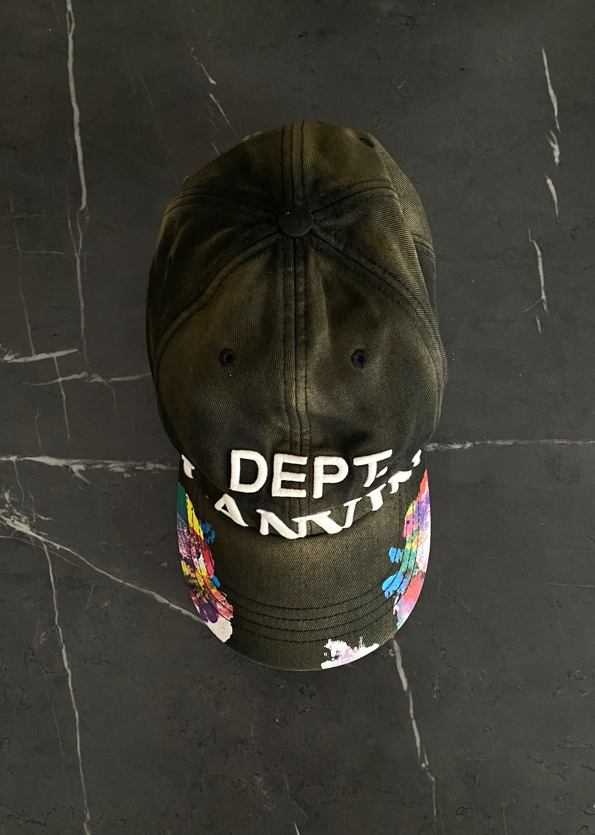 Lanvin Black Cap with Vibrant Paint Design Lanvin x Gallery Deptartment Paint Splatter Strapback Hat  main image 4