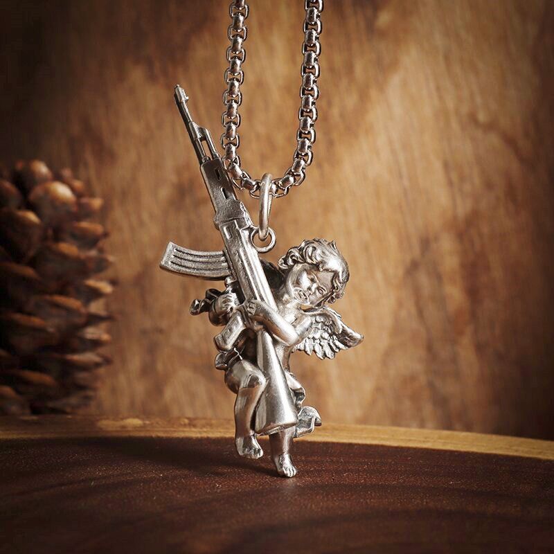 Jewelry × Vintage Little Angle Chain Necklace With Gun Size ONE SIZE - 2 Thumbnail