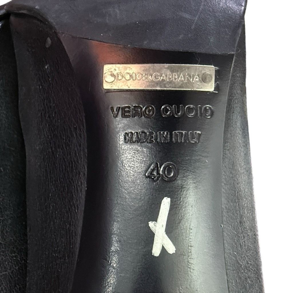 Dolce & Gabbana DOLCE & GABBANA Black High Heel Leather Court Pumps D&G Kitt Size US 9.5 / IT 39.5 - 8 Thumbnail