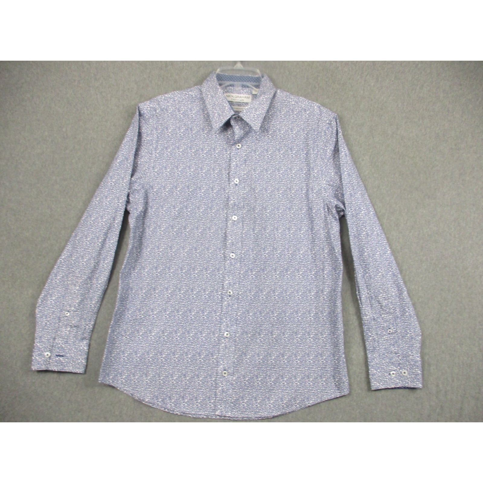 Vintage Nick Graham Shirt Mens Large Blue Paisley Stretch Modern Fit Button Long Sleeve Size US L / EU 52-54 / 3 - 2 Thumbnail