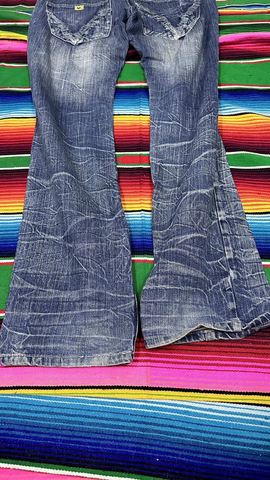 Japanese Brand 💥 Double Waist💥 skuLl Denim Blow By Blue Crazy Mudwash💥 Size US 30 / EU 46 - 6 Thumbnail