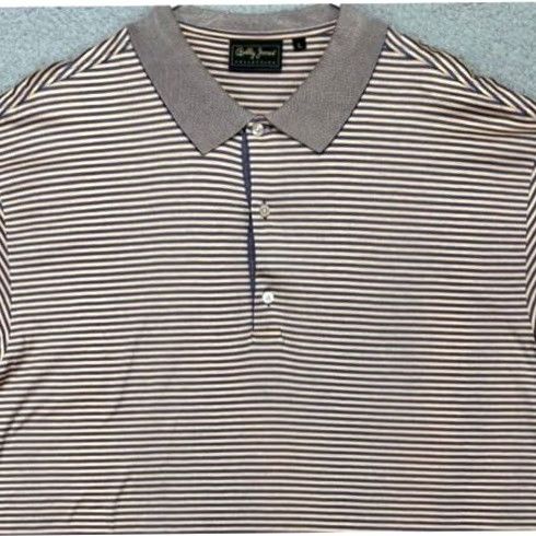 Vintage Bobby Jones Polo Shirt Mens Large Orange Blue Candy Stripe Golf Athletic Rugby Shirt Size US L / EU 52-54 / 3 - 2 Thumbnail