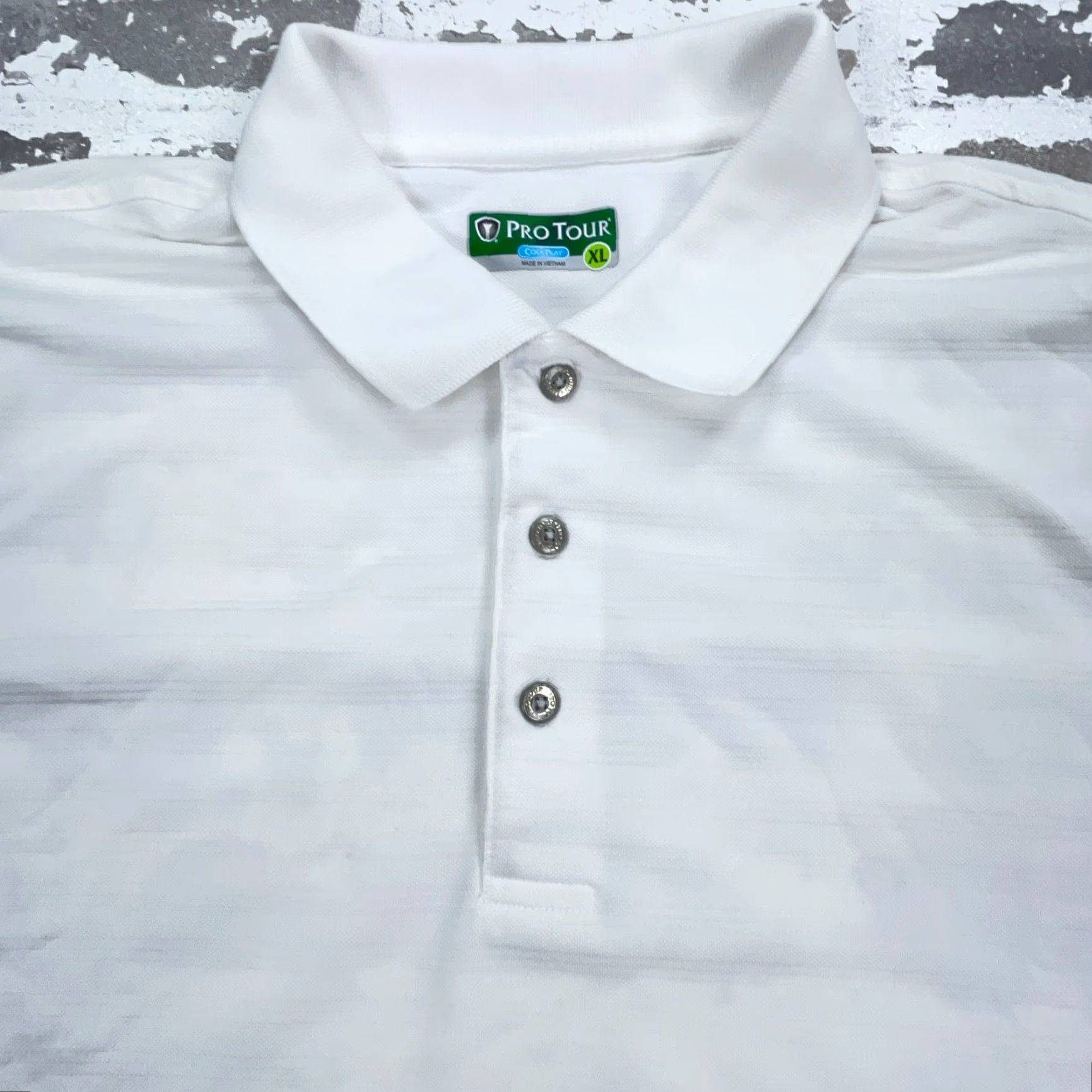 Vintage Pro Tour Polo Shirt Men XL White Performance Quick Dry Golf Tennis Breathable Shirt Adult Size US XL / EU 56 / 4 - 2 Thumbnail