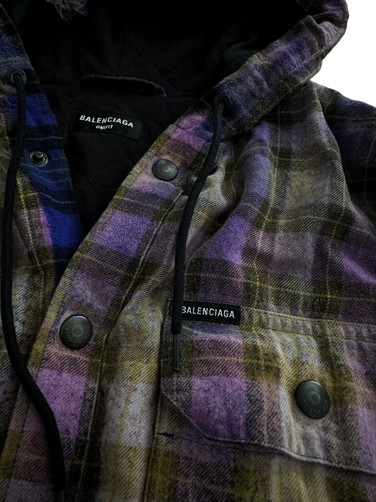 Balenciaga Oversized Bleach Blue/Yellow Padded Shirt Hooded Jacket Size US S / EU 44-46 / 1 - 4 Thumbnail