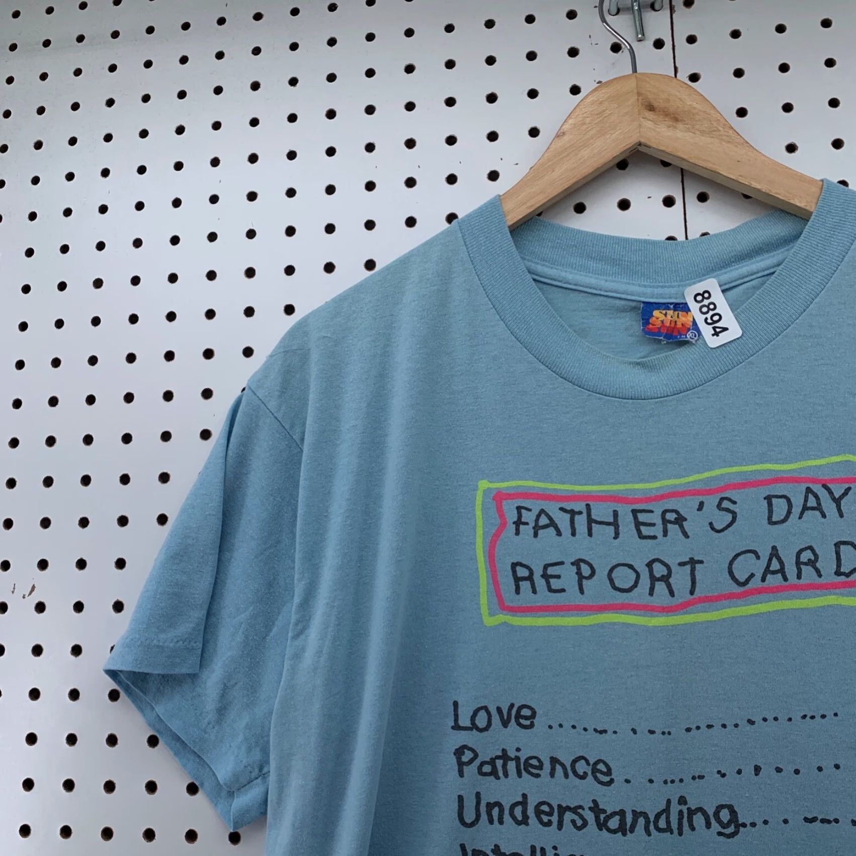 Vintage Vintage 80s Dad Funny Shirt Mens Large Blue Single Stitch Report Card T-Shirt Size US L / EU 52-54 / 3 - 5 Thumbnail