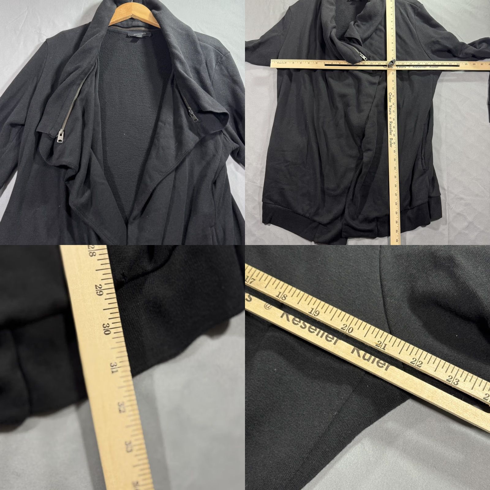 Allsaints AllSaints Cardigan Sweatshirt Womens Large Black Open Fleece Zip Collar Portugal Size L / US 10 / IT 46 - 8 Thumbnail