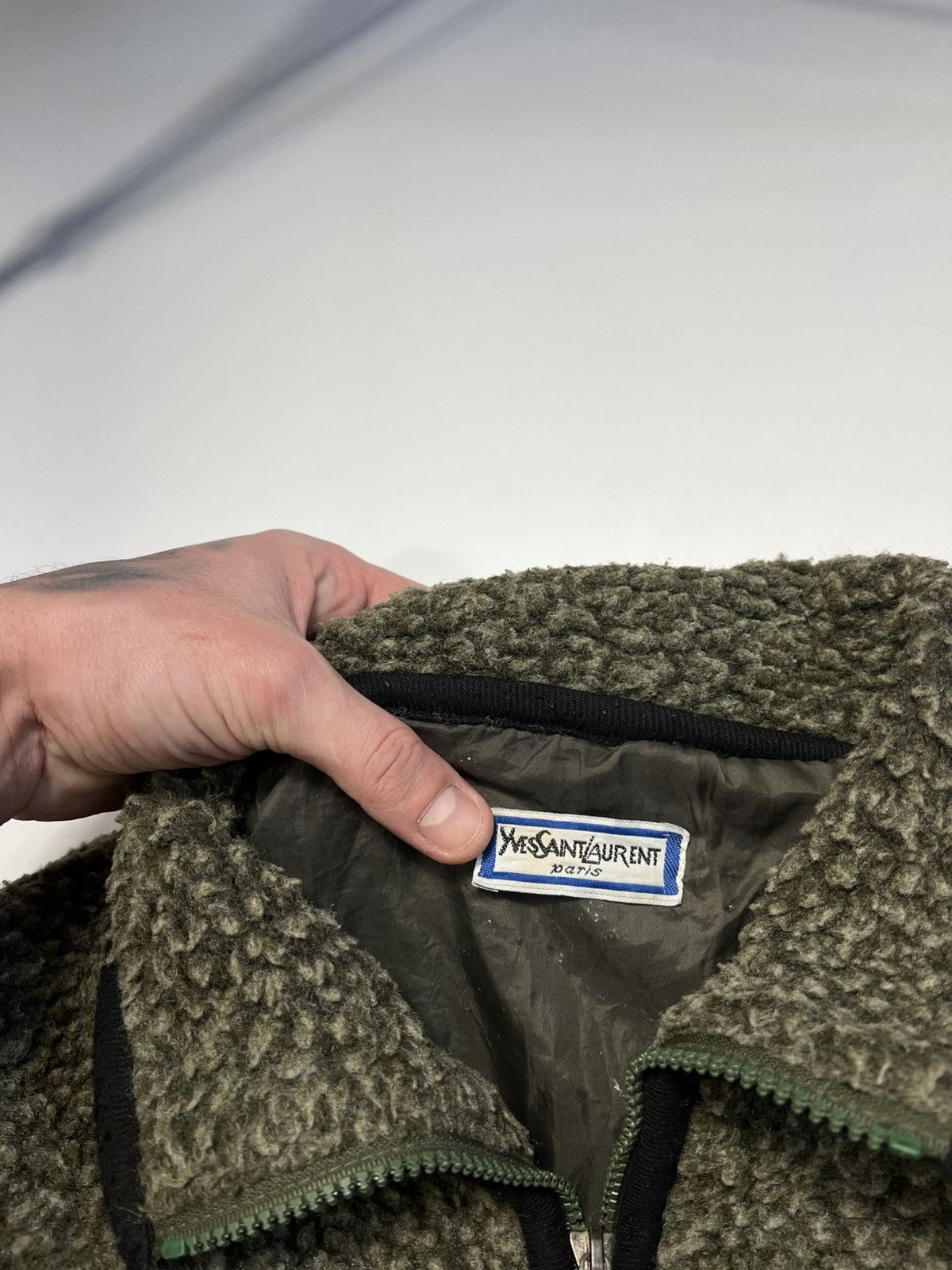 Vintage Very Rare 80s Yves Saint Laurent Fleece Teddy Zip Jacket Size US XL / EU 56 / 4 - 7 Thumbnail